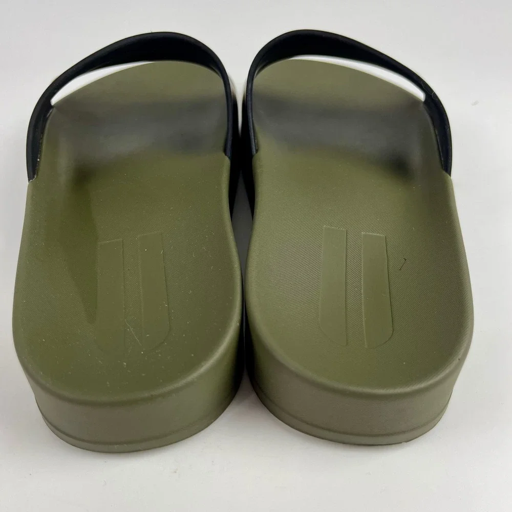 NOBULL Mens 7 Wmns 8.5 Slides Sandals Olive Green Black Athletic Recovery Shoes
